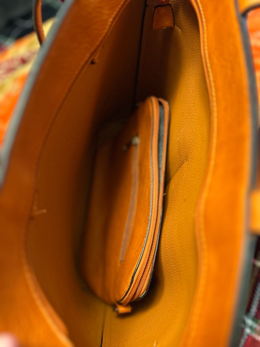 Leather Tote and Crossbody Set in Warm Sunset Orange - Picture 2 of 2
